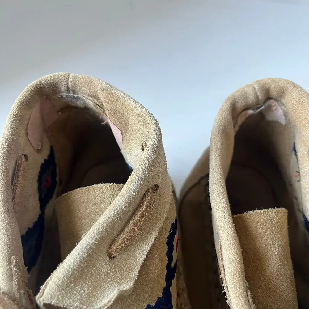 Soludos Suede Moccasin Womens Boots Sz 7 Boho Southwestern Embroidered  Festival